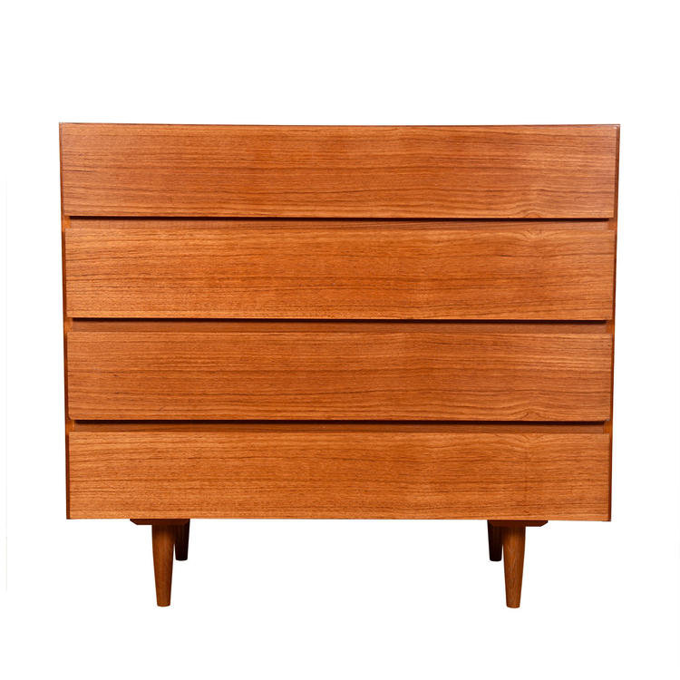 Compact Danish Modern Teak 4-Drawer Dresser | Chest