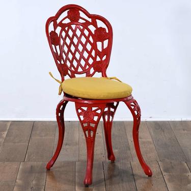 Red Cast Metal Patio Chair 2
