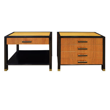 Harvey Probber Pair Of Complementary Bedside Tables In Mahogany And Teak 1970s (Signed)