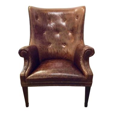 Hickory Chair Transitional Issac Leather Wingback Chair