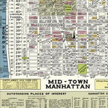 1950s Manhattan Map | Vintage Poster 