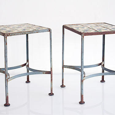 Pair 1950’S Tile and Metal Plant Stands