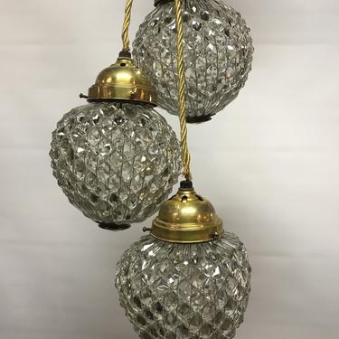 Vintage Crystal beaded 3 bulb chandelier