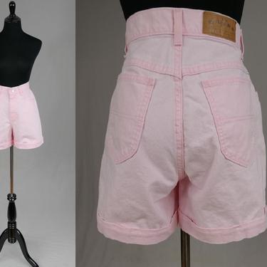 90s Light Pink Cuffed Jean Shorts - snug 28 waist - Lee Riders - High Rise Waisted - Cotton Denim - Vintage 1990s 