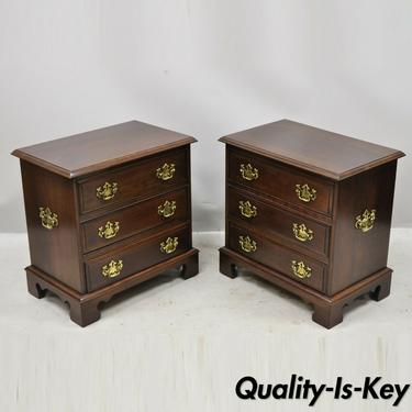 Pennsylvania House Cherry Wood Chippendale Bachelor Chest Nightstand - a Pair