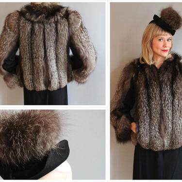 Late 1930s Jacket // Billy Stone Fox Fur Coat // vintage 30s coat 