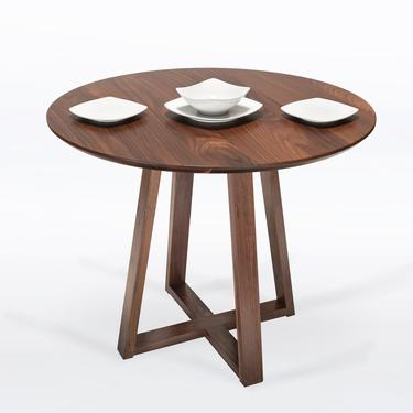 Round Pedestal Table In Solid Walnut Wood 