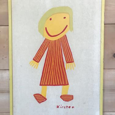 Framed Danish Style Artwork, Child Portrait Print on Board. 