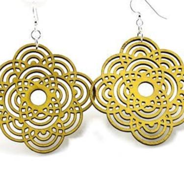 Circle Flower - Laser Cut Wood Earrings from Reforested Wood 