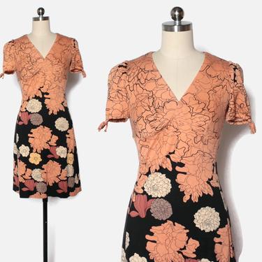 Vintage 60s Oleg Cassini Dress / 1960s - 70s Fall Floral Empire Mini Dress by luckyvintageseattle