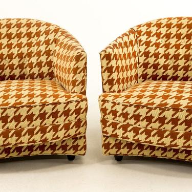 SALE!!! Pair of Milo Baughman Houndstooth Barrel Chairs 