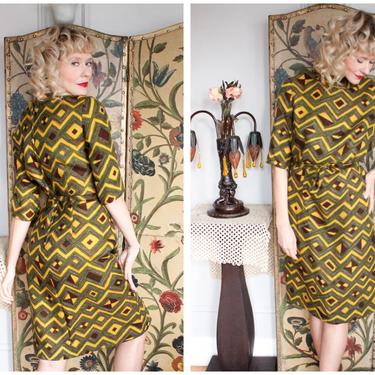 1960s Dress // Jean Lang Abstract Dress // vintage 60s dress 