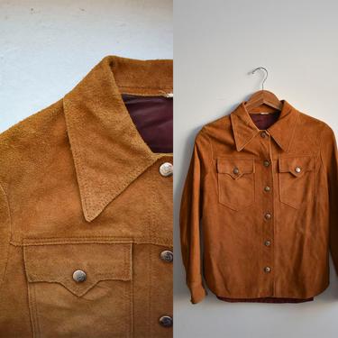1960s Brown Suede Snap Up Shirt 