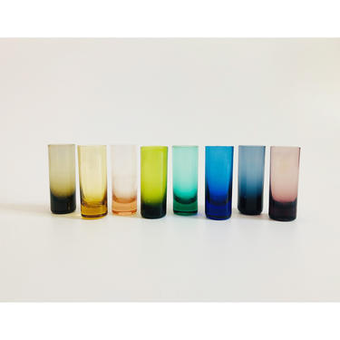 Vintage Rainbow Shot Glasses / Set of 8 