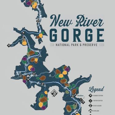 New River Gorge West Virginia Decorative Map Print 