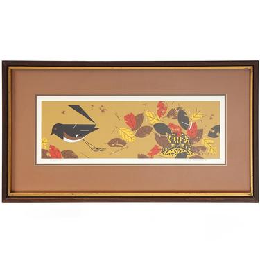 Limited Edition Serigraph of Bird with Fall Leaves