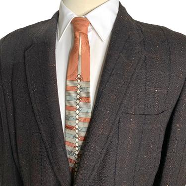 Vintage 1950s ATOMIC FLECK Wool Rockabilly Blazer ~ 42 to 44 Long ~ sport coat / jacket ~ Elvis ~ VLV ~ 