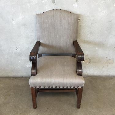 Grey Linen Chair With Nailheads