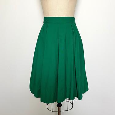Vintage 1960s Skirt 1950s Cotton Pleated Skirt Size Small 
