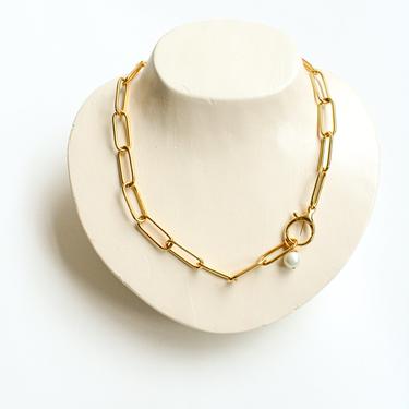 Butter Paper Clip Pearl Necklace