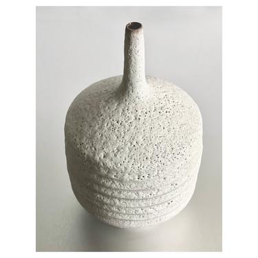 Ships Now- 10&quot; white crater Aspirator Vase by Sara Paloma Pottery.  modern rustic angular geometric mid century minimal dried flower vase 
