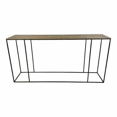 Industrial Modern Natural Wood Top and Iron Base Console Table