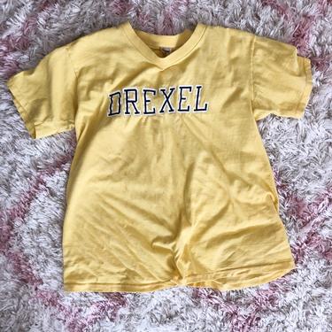 Vintage 80s Yellow Drexel University Tee Small / Medium 