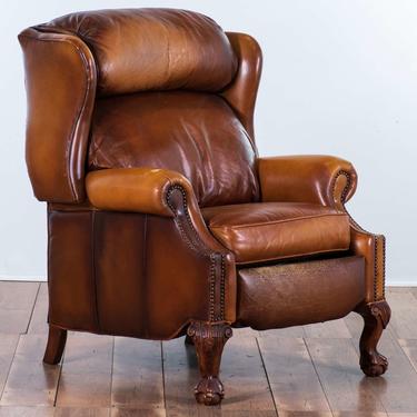 Barcalounger Wingback Leather Recliner W Nailhead