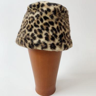 Mid-Century Leopard Print Pill Box Hat