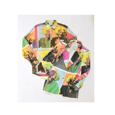80s 90s Vintage Moschino Cheap & Chic Jacket Blazer Franco Moschino Face Warhol Inspired Fashion Face Print Jacket Medium Pop Art 