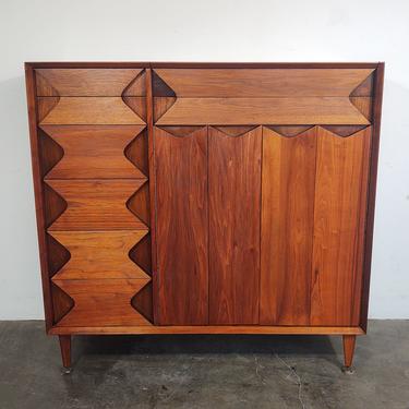 Walnut Highboy Dresser with Mirror and Cabinet by Grosfeld House 