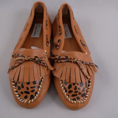 80s Chinese Laundry Leopard Print Moccasins 