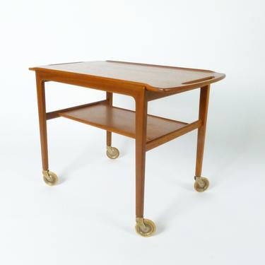 Danish Teak Bar Cart With Removable Tray
