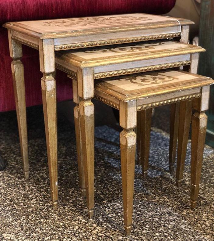                   Set of 1950&rsquo;s florentine nesting tables $195!