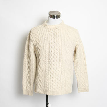 1970s Sweater Wool Knit Fisherman Irish Crewneck M 