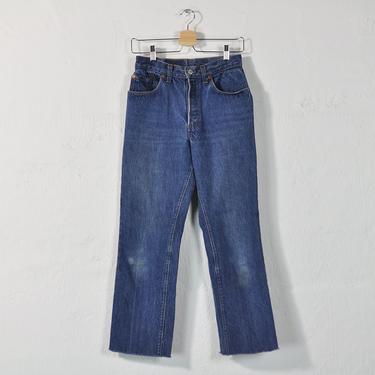 Vintage Levi's Jeans, High Rise High Waisted Levis 25 26 Classic Made In USA, Medium Wash Cropped Cut-Off  Button Fly Straight Leg Jean 