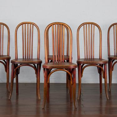 French Bentwood Bistro Beech Fischel Dining Chairs- Set of 6 