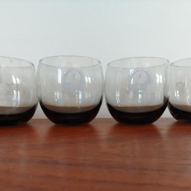 Vintage NFL Redskins Smoked Glass Roly Poly Tumbler - Set of 4 