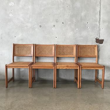 1970's Oak / Cane Chairs - Set of 4