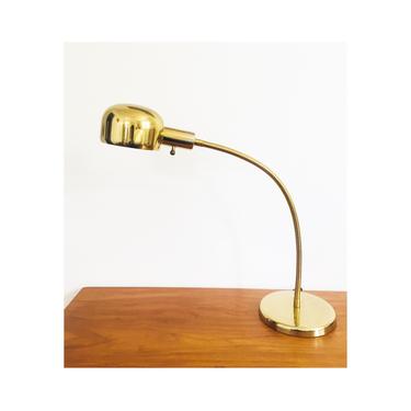 Vintage Large Brass Gooseneck Desk Lamp 