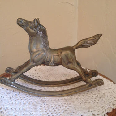 Vintage Solid Brass Rocking Horse 