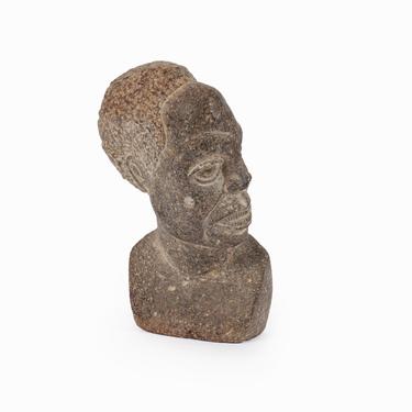Stone Sculpture Bust African American Woman 