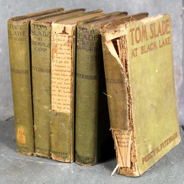 Set of 5 Antique Tom Slade Books from 1915-1926, Antique Boy Scout Books - Antique Children's Novels |FREE SHIPPING 