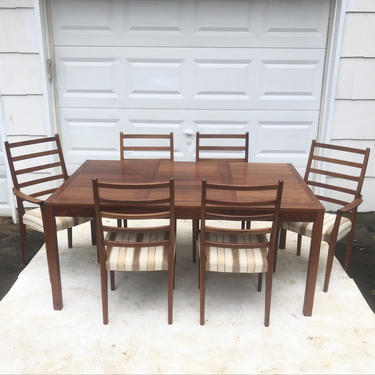Mid-Century Rosewood Dining Set w/ Six Chairs 