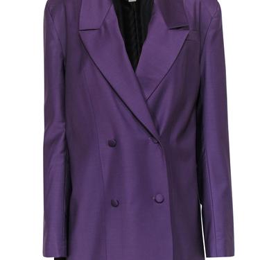 Materiel Tbilisi - Purple Double Breasted Button-Up Oversized Blazer w/ Side Slits Sz M