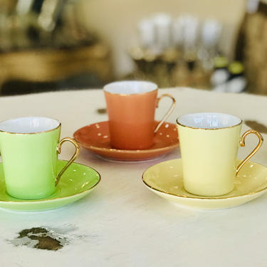 Multicolor Demitasse Espresso Cups and Saucers - Set of 5 