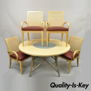 Drexel Heritage Studio Contemporary Modern Blonde Wood Dining Set Table 4 Chairs
