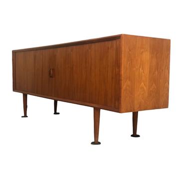 Free and insured shipping within US - Danish Teak Design Sideboard or Credenza with Tambour Doors, 1950 