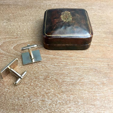 Antique brown leather presentation box - sized for a ring or pocket watch 