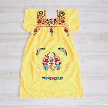 Vintage Mexican Embroidered Dress, Peasant Dress, Boho Sundress, Ethnic, Beach Cover Up, Kaftan 